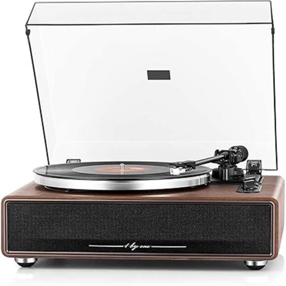 High Fidelity Belt Drive Turntable with Built-in Speakers, Vinyl Record Player - Picture 6 of 6